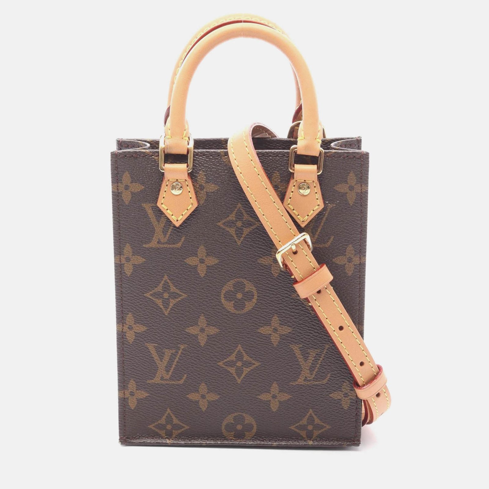louis vuitton petit sac plat shoulder handbag  monogram canvas