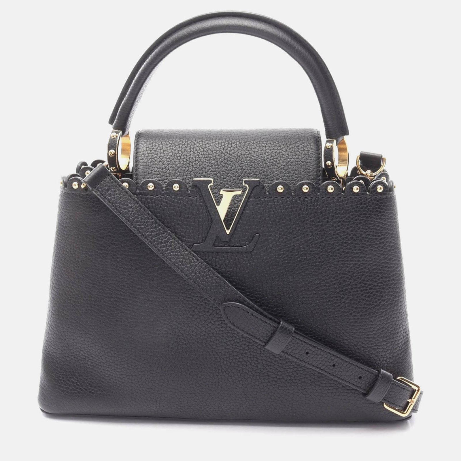 louis vuitton capucine pm shoulder handbag taurillon leather black