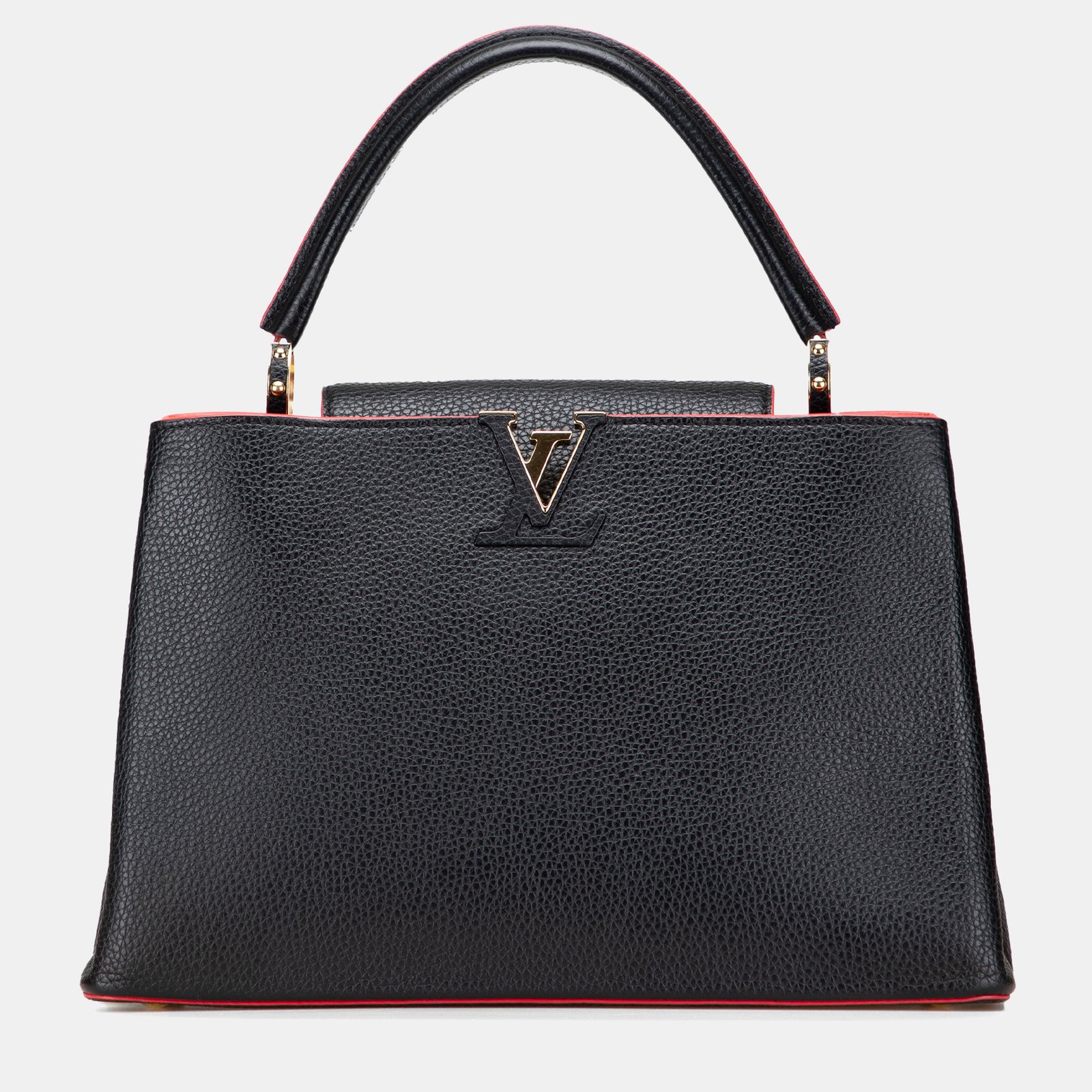 louis vuitton black/red taurillon capucines mm