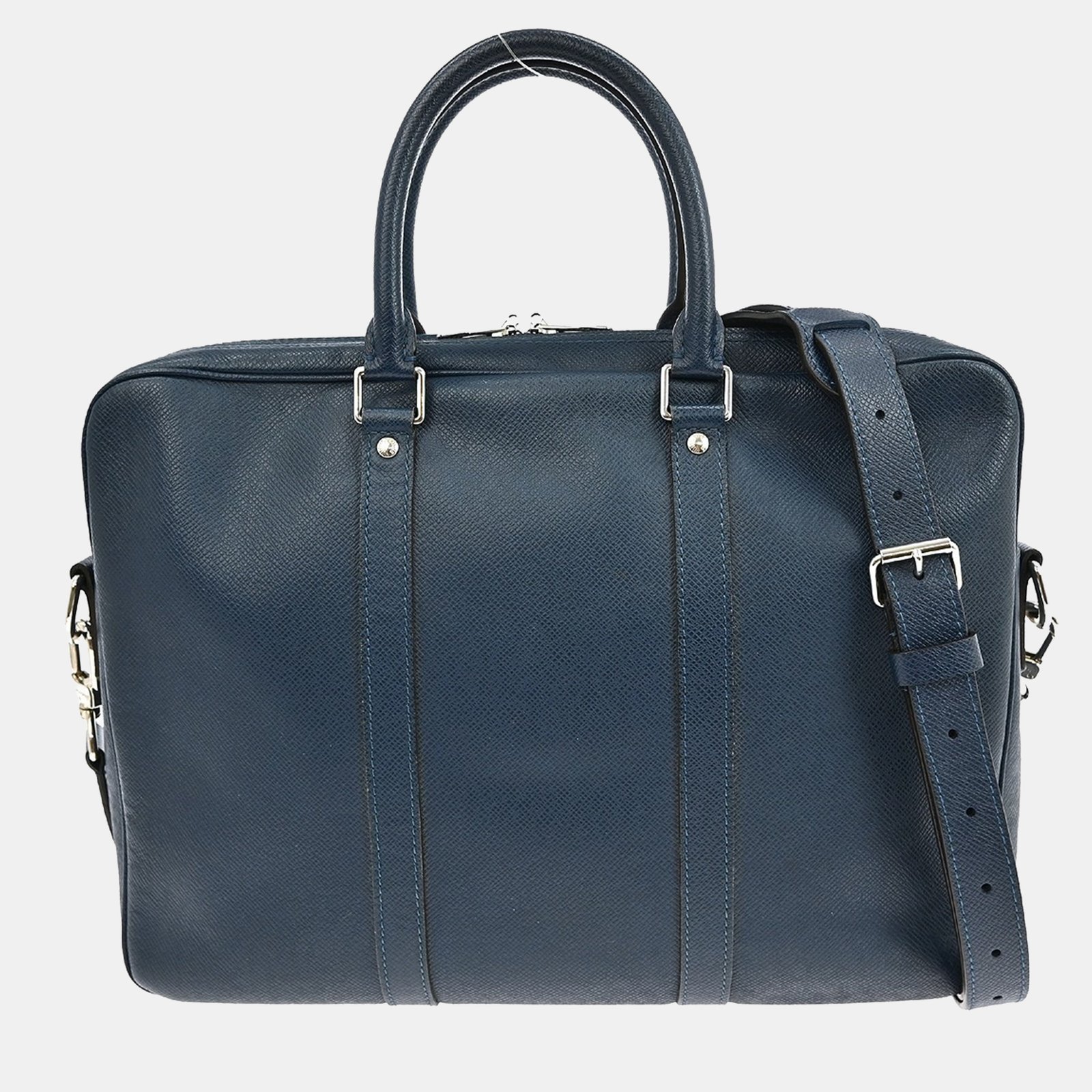 louis vuitton blue taiga porte document voyage pm handbag