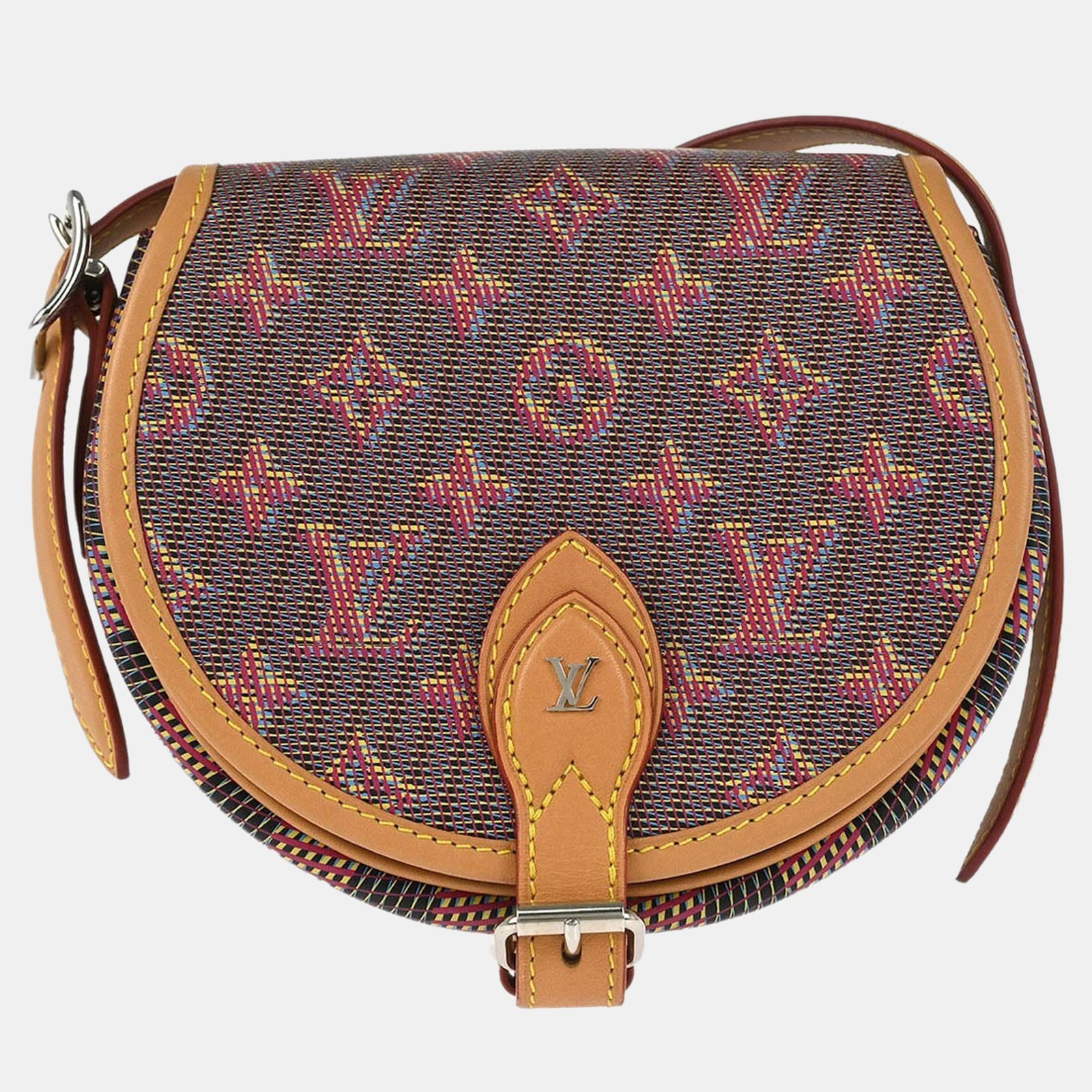 louis vuitton lv pop tambourin brown coated canvas, leather shoulder bag