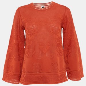 m missoni orange patterned cotton blend knit full sleeve top s