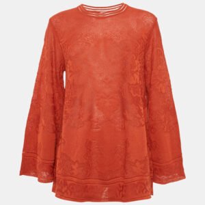 m missoni orange knit long sleeve crewneck sweatshirt l