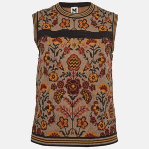 m missoni brown floral pattern knit sleeveless top m