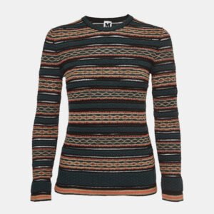 m missoni green patterned knit long sleeve top s