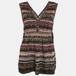 m missoni multicolor patterned lurex knit v-neck top m