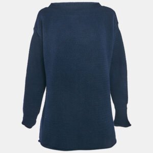 maison martin margiela navy blue patterned wool knit sweater s