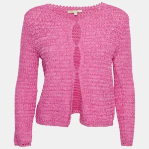 maje pink crochet knit long sleeve cardigan s