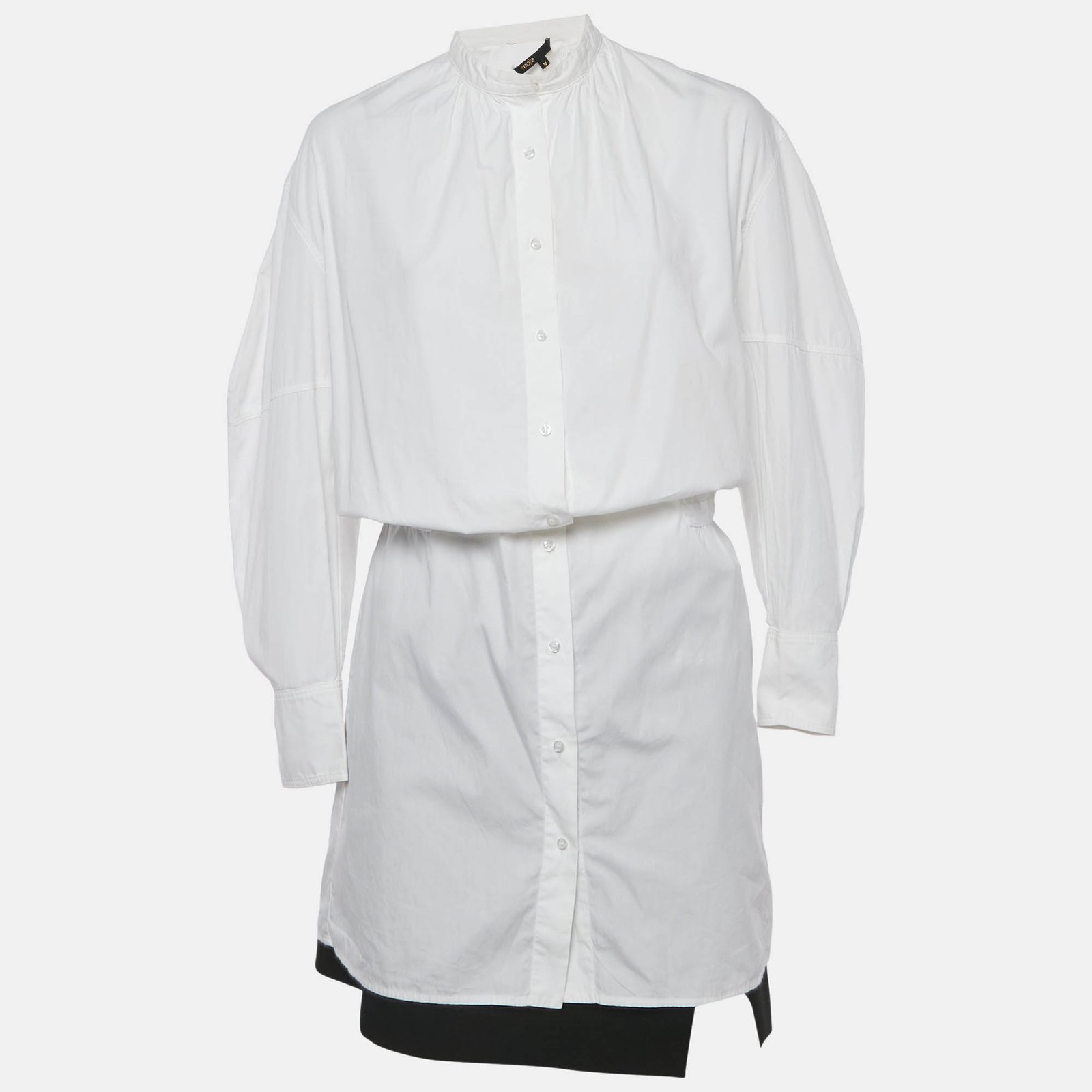luxury-women-maje-used-clothes-p1183514-004.jpg maje white/black cotton shirt dress and skirt set m
