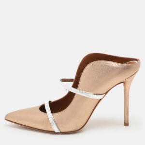 malone souliers gold leather maureen pumps size 38.5