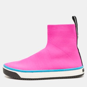 marc jacobs neon pink stretch fabric dart socks slip on sneakers size 40
