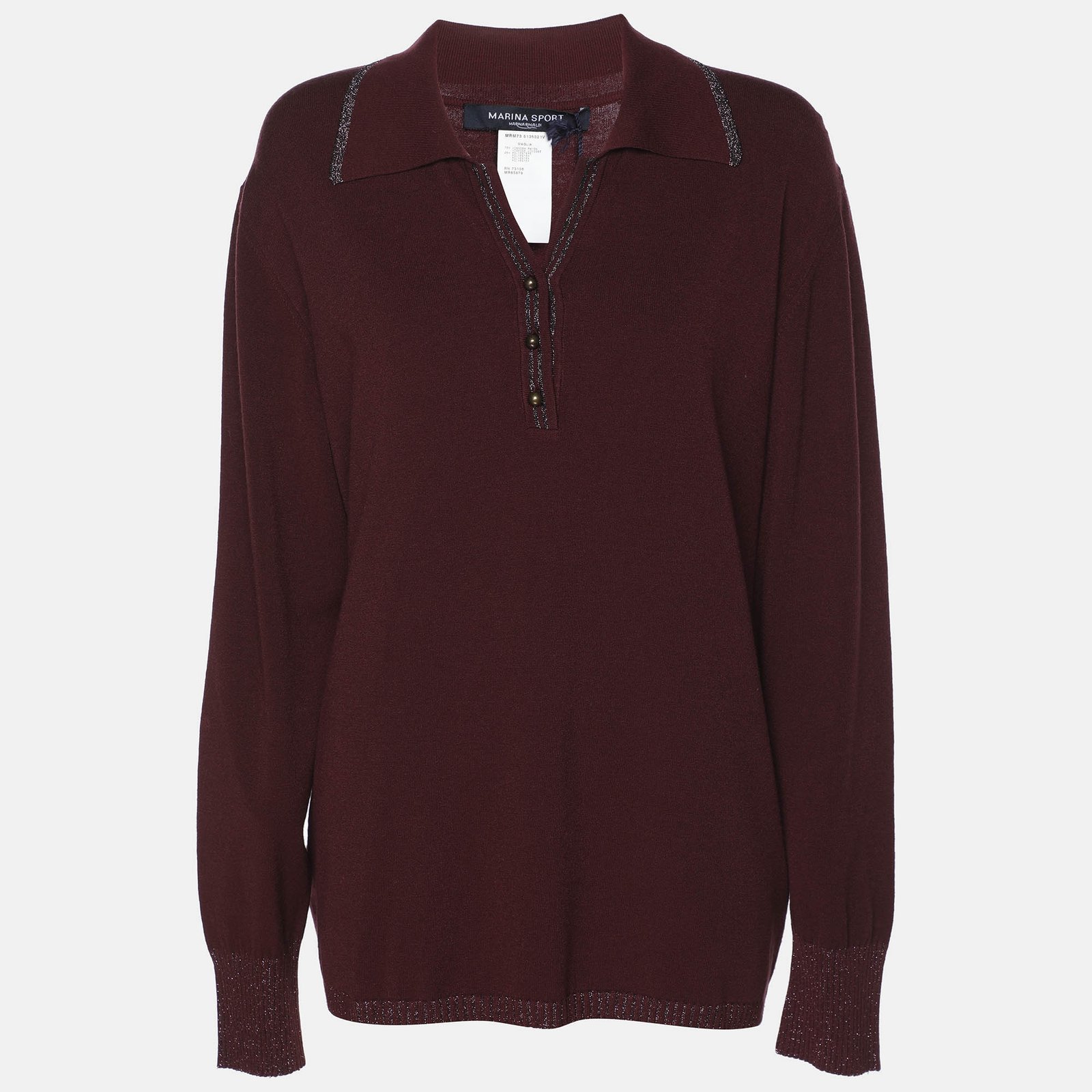 marina sport by marina rinaldi burgundy jersey sweatshirt l