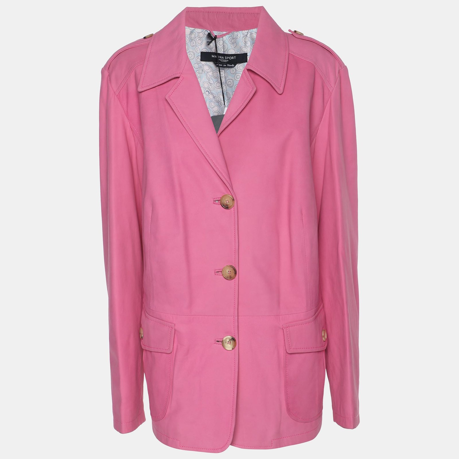 marina sport by marina rinaldi pink leather breasted blazer l