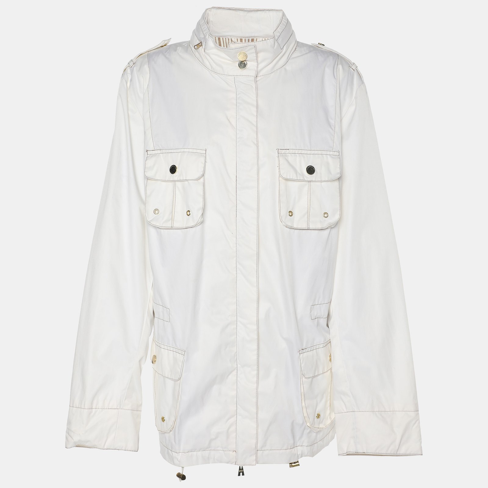 marina sport by marina rinaldi white nylon blend zip jackets l