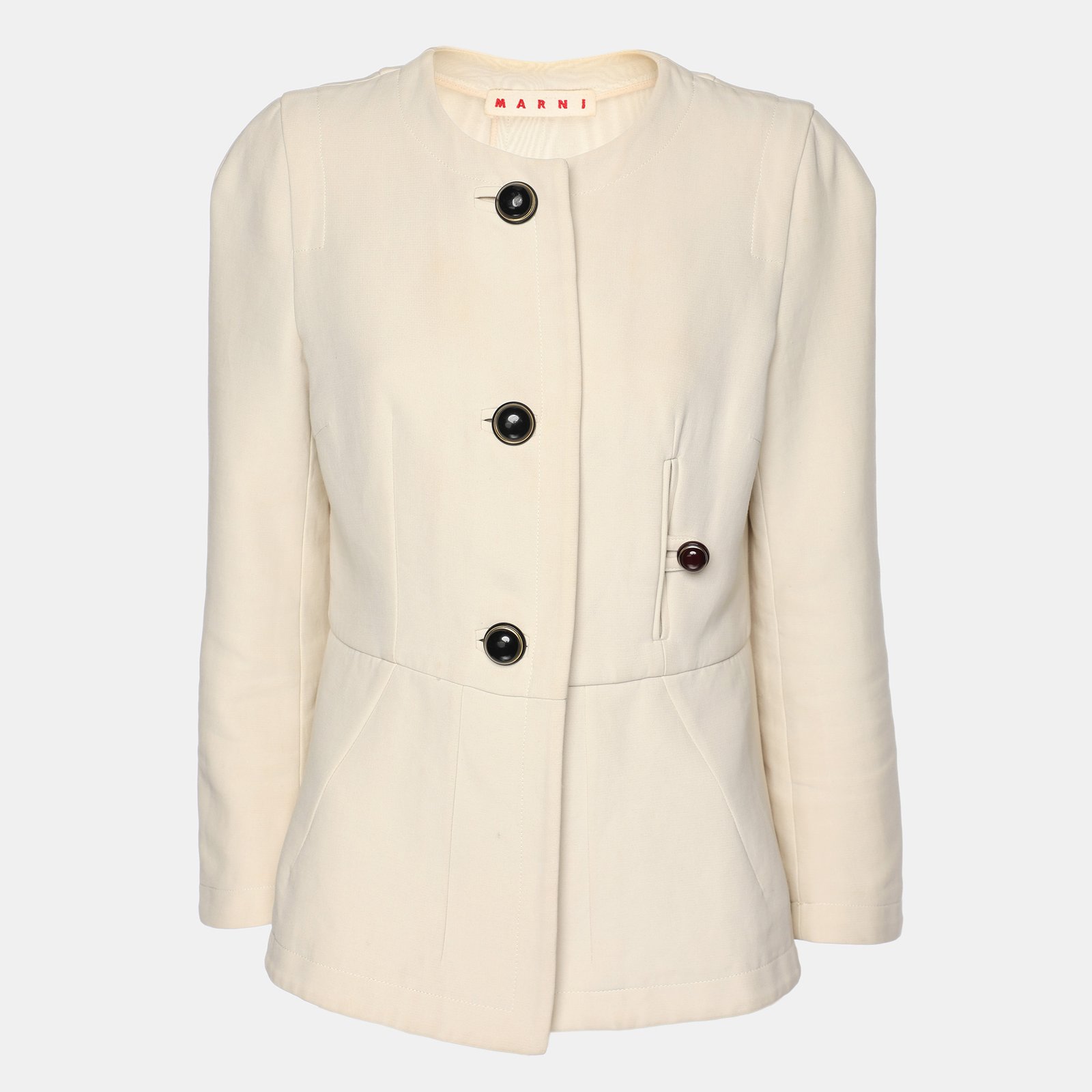 marni cream cotton button front jacket m