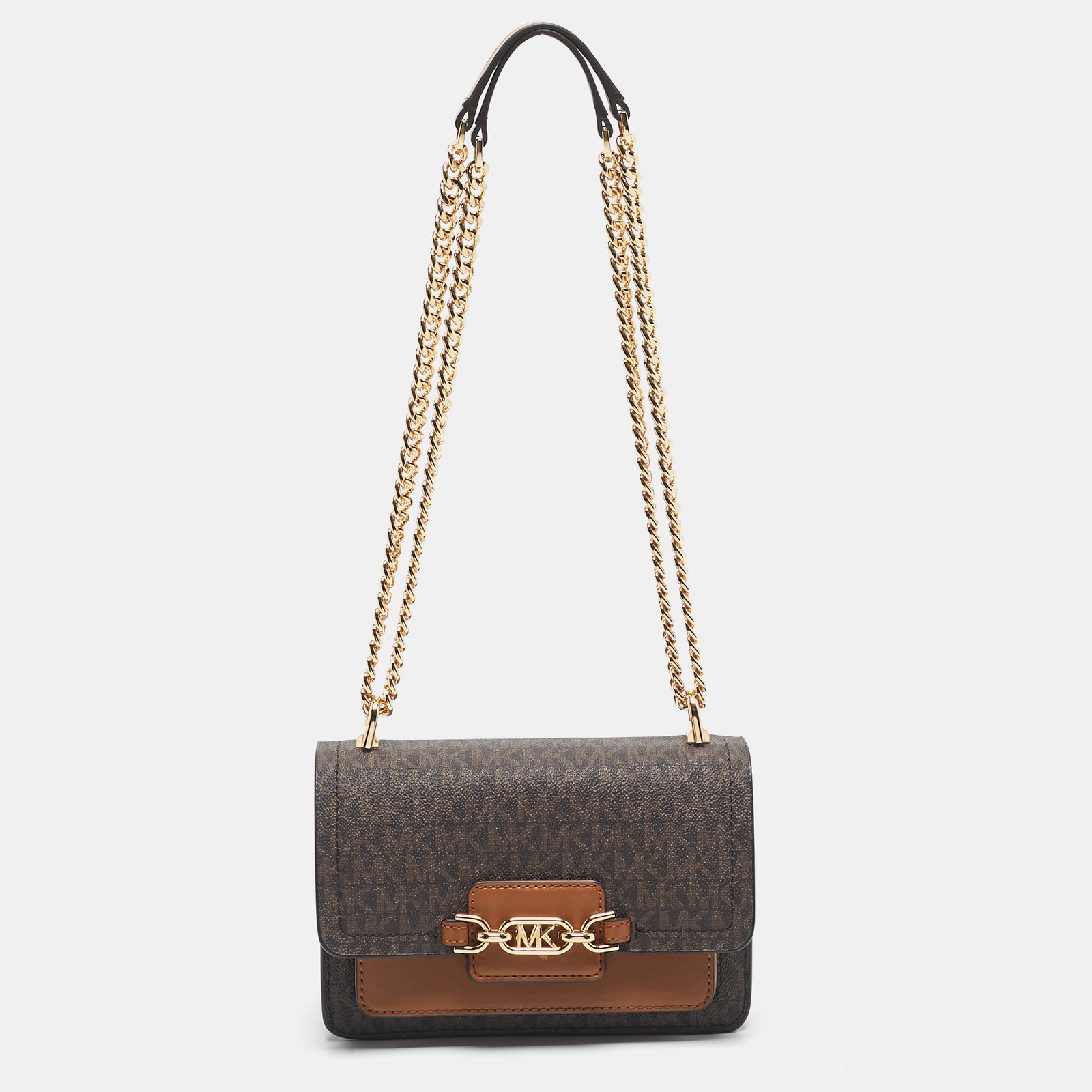 luxury-women-michael-kors-used-handbags-p1192860-006.jpg michael kors brown signature coated canvas and leather extra small heather shoulder bag