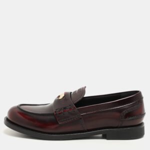 miu miu burgundy leather penny loafers size 37