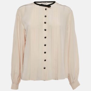 miu miu pink silk chiffon button front blouse s