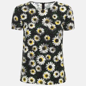 moschino cheap and chic black floral printed crepe top s