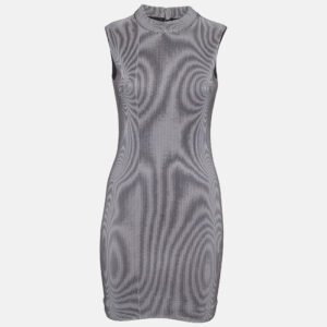 neil barrett grey stripe textured jersey mini dress s