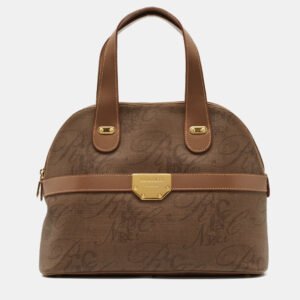 nina ricci beige printed coated canvas dome satchel