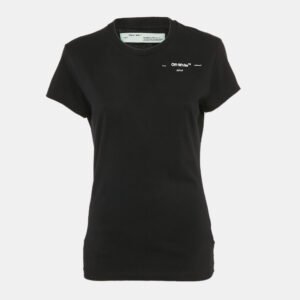 off-white black print cotton jersey crew neck t-shirt s
