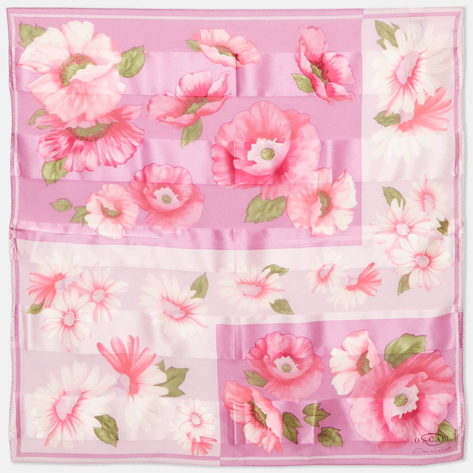 oscar de la renta purple floral print silk scarf