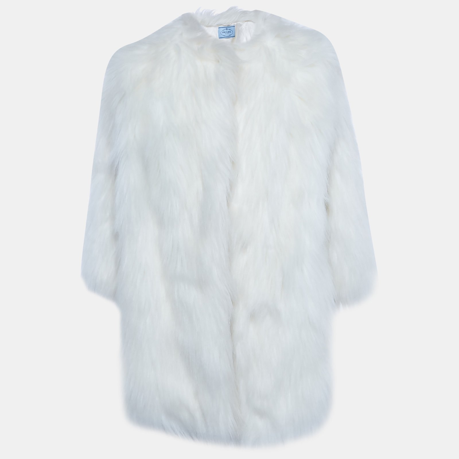 prada ivory faux fur short coat s