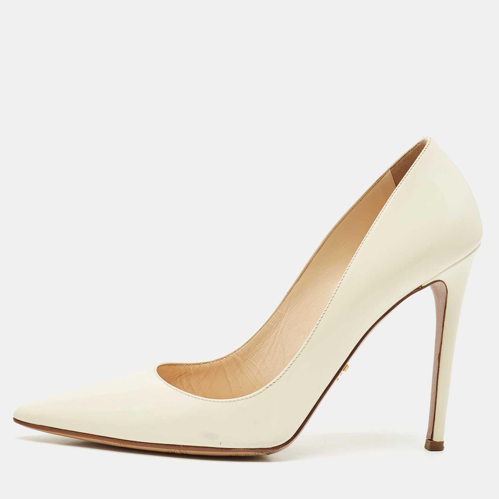 prada cream patent leather pointed toe pumps size 41