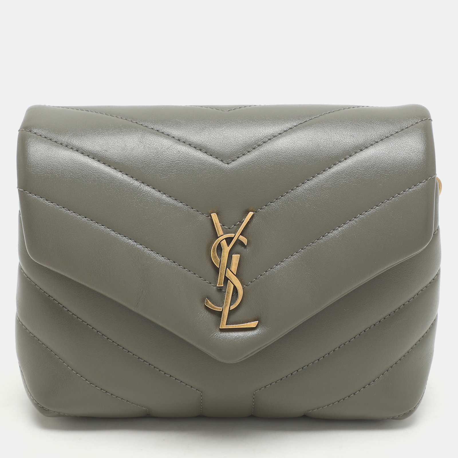 saint laurent taupe matelass&eacute; leather toy loulou crossbody bag