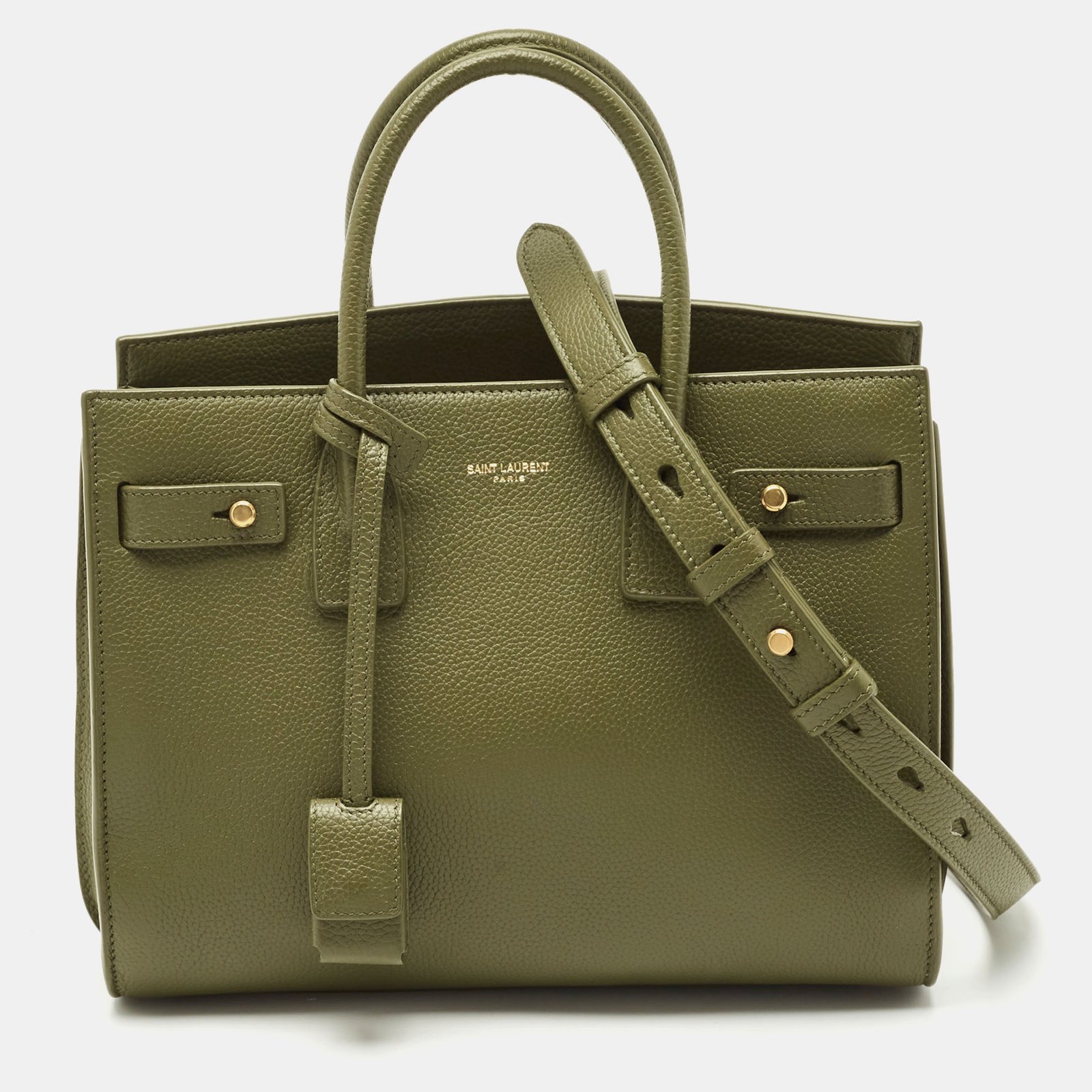 saint laurent khaki green leather baby classic sac de jour tote