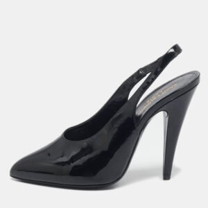 saint laurent black patent leather george slingback pumps size 38.5
