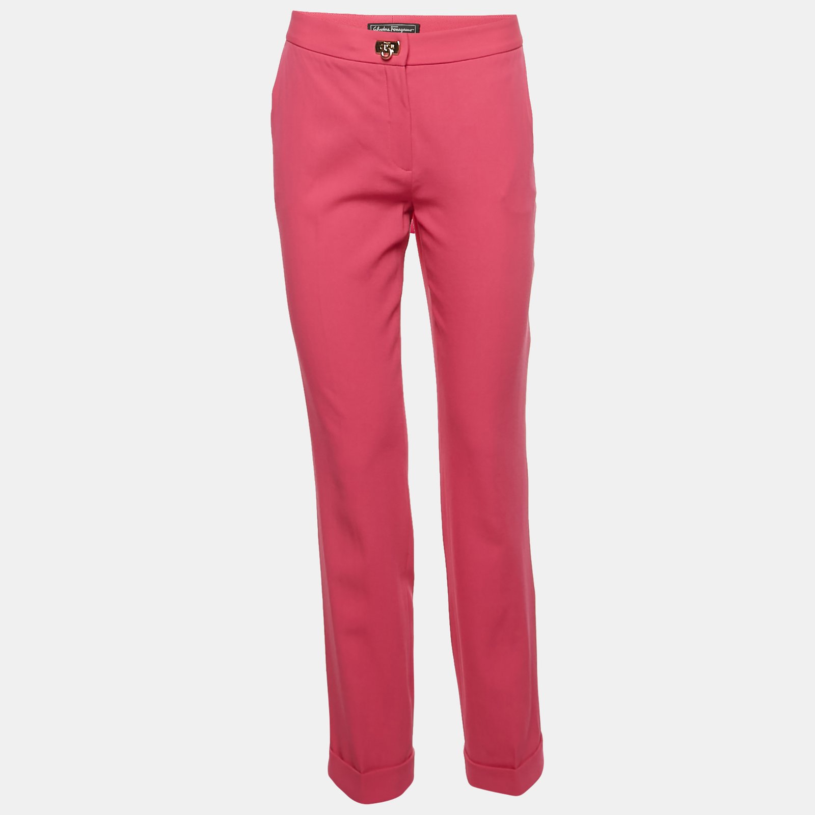 salvatore ferragamo pink wool trousers m