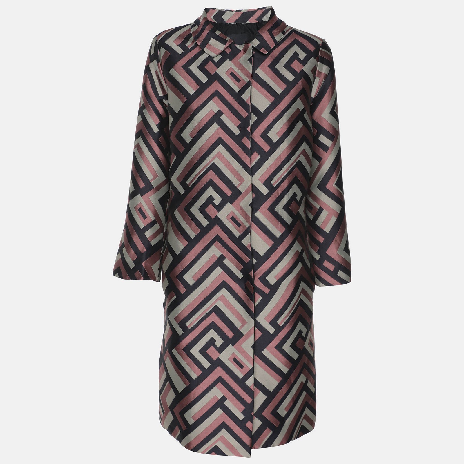 s'max mara multicolor jacquard mid length coat m