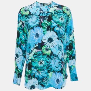 stella mccartney blue floral print silk blouse s