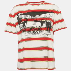 stella mccartney multicolor striped print crew neck t-shirt m