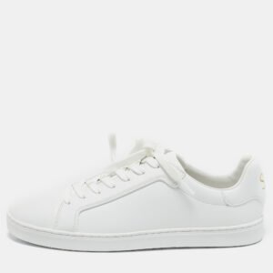 stuart weitzman white leather low top sneakers size 39.5