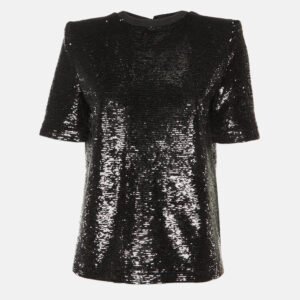 the attico black sequined structure shouldered t-shirt xs