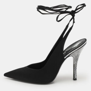 the attico black satin venus ankle wrap pumps size 41