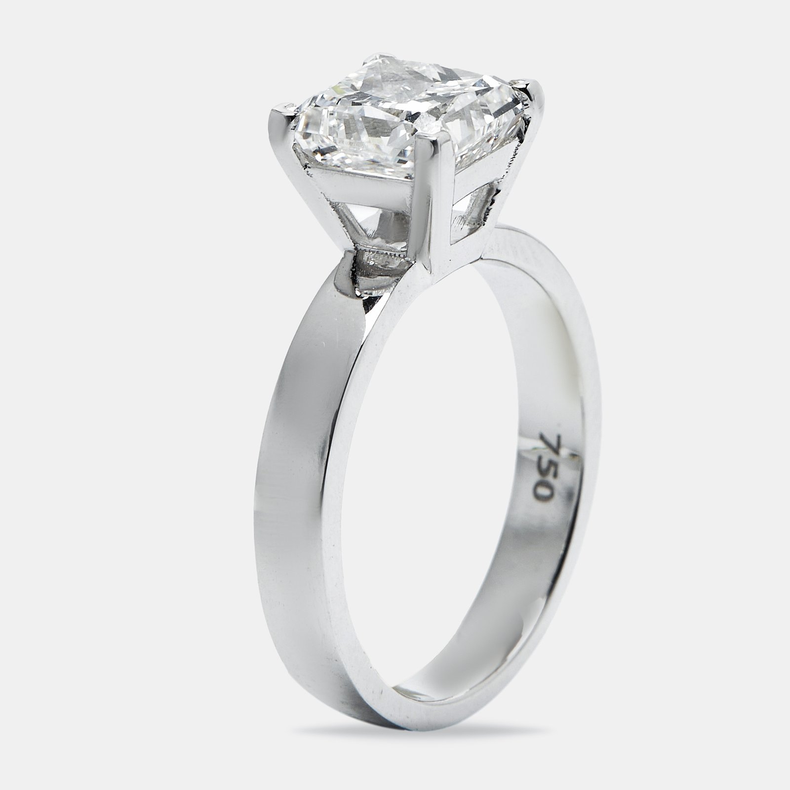 2.00 cts princess cut lab grown diamond 18k white gold ring size 53