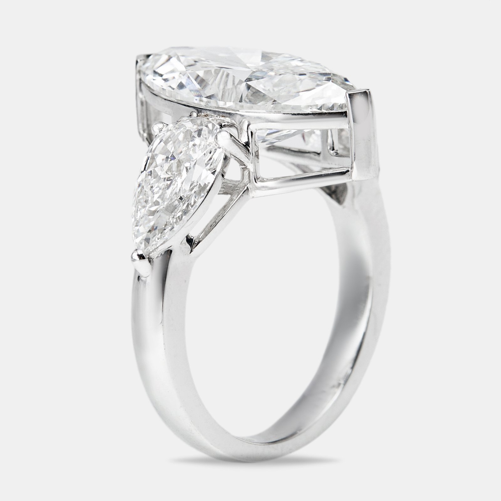 7.10 cts marquise and pear lab grown diamond 18k white gold ring size 54