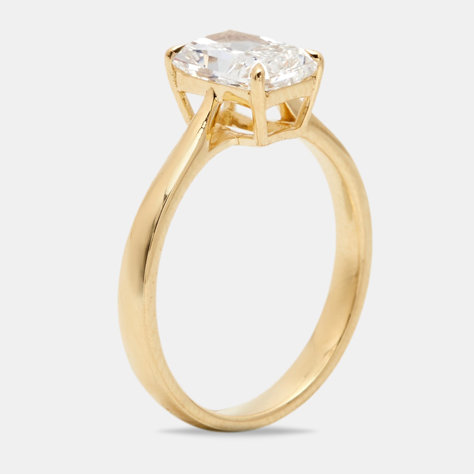 1.50 cts radiant brilliant cut 18k yellow gold ring size 54