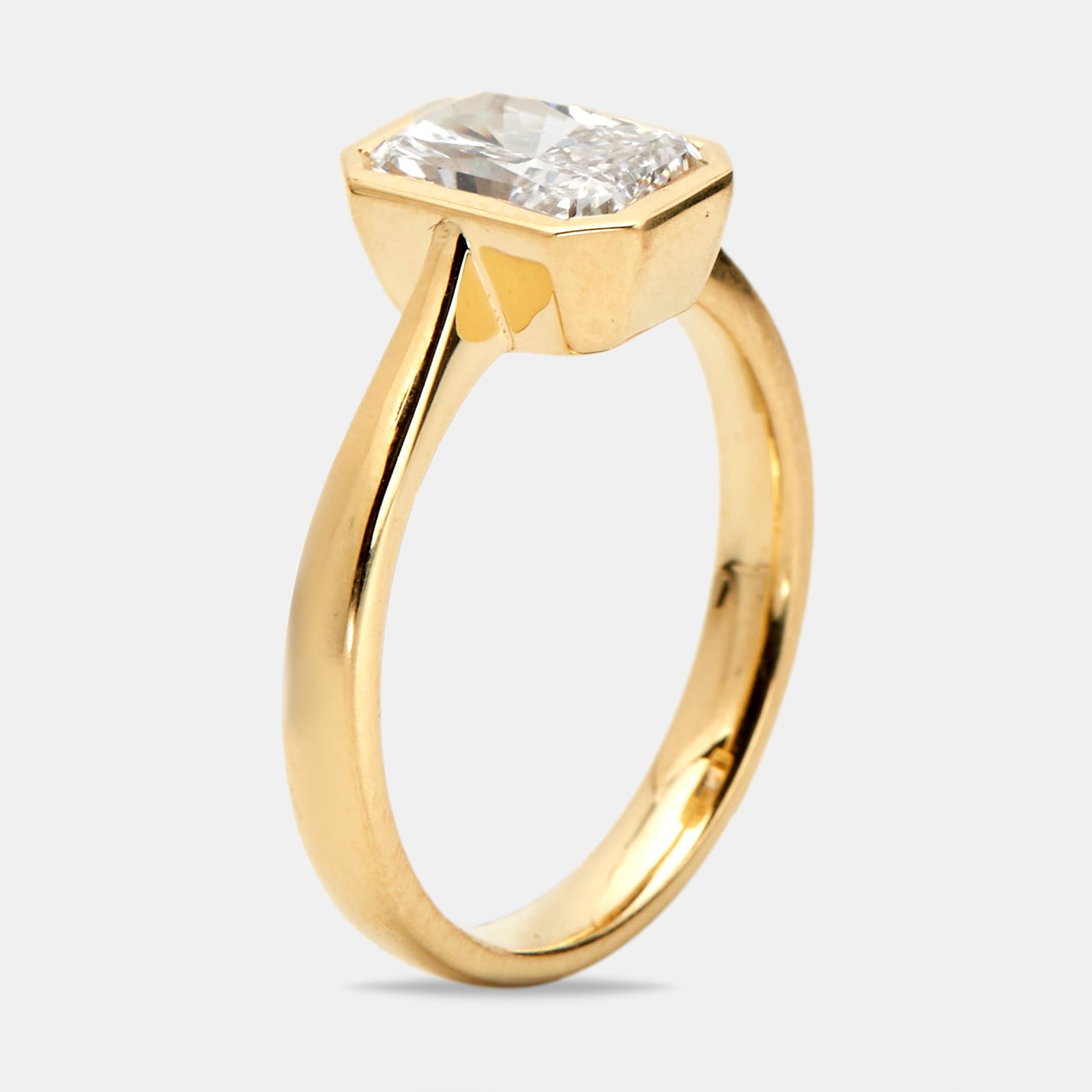 1.50 cts radiant brilliant cut 18k yellow gold ring size 54