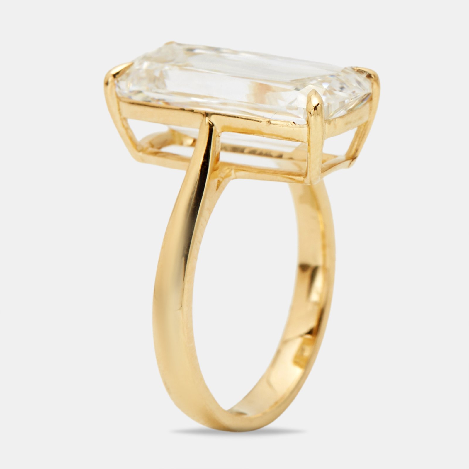 7.20 cts elongated cushion 18k yellow gold ring size 54