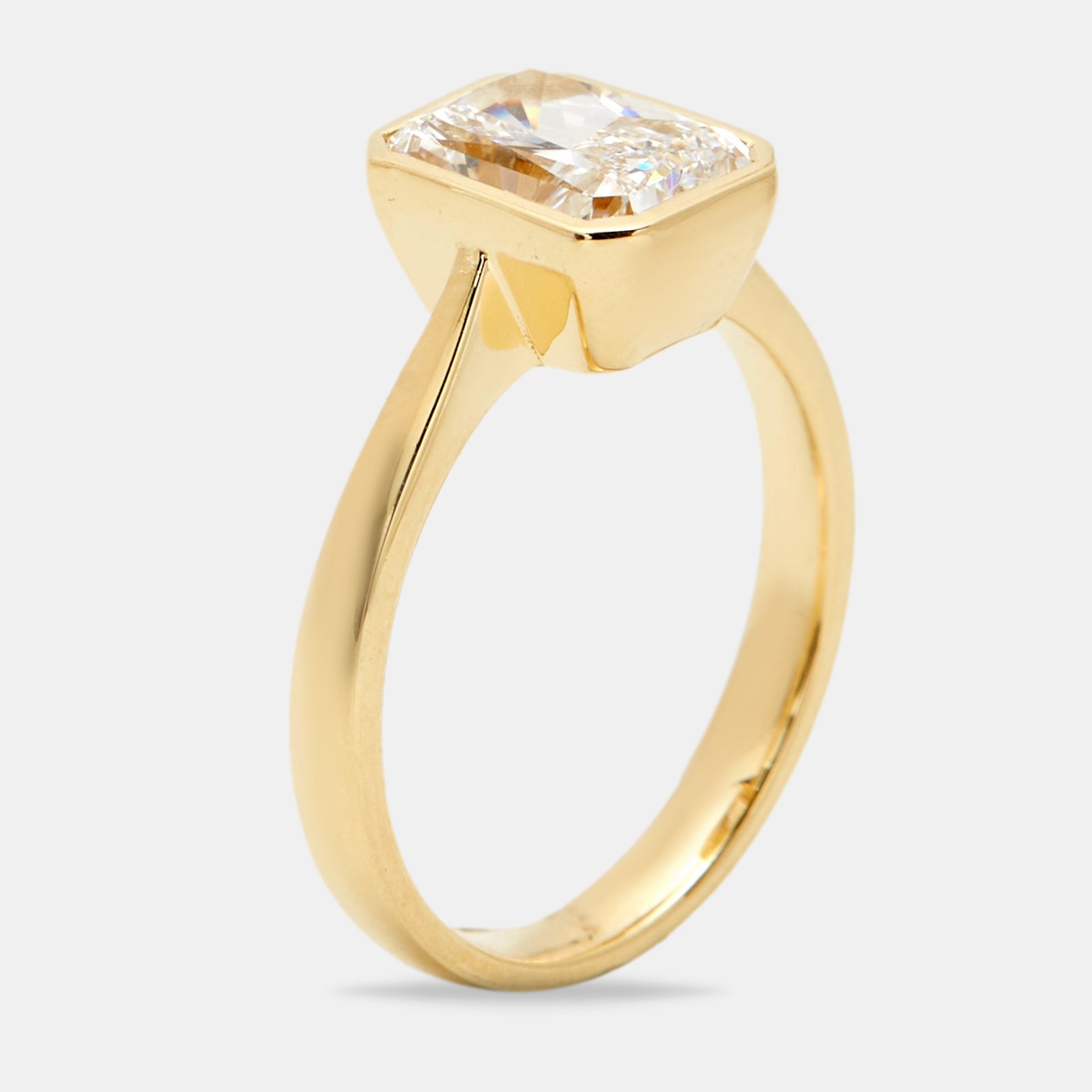 2.00 cts radiant brilliant 18k yellow gold ring size 54