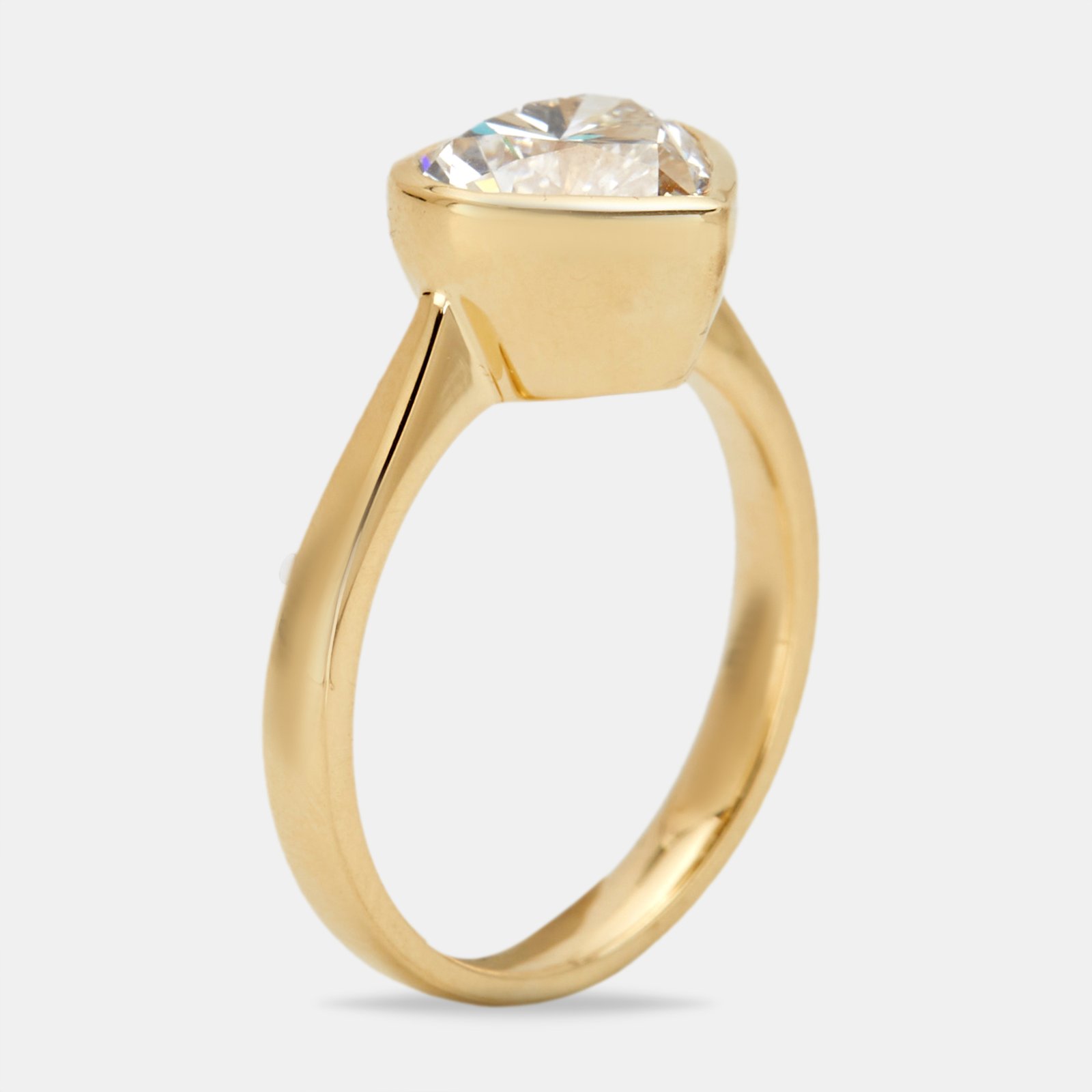 2.00 cts heart brilliant 18k yellow gold ring size 54