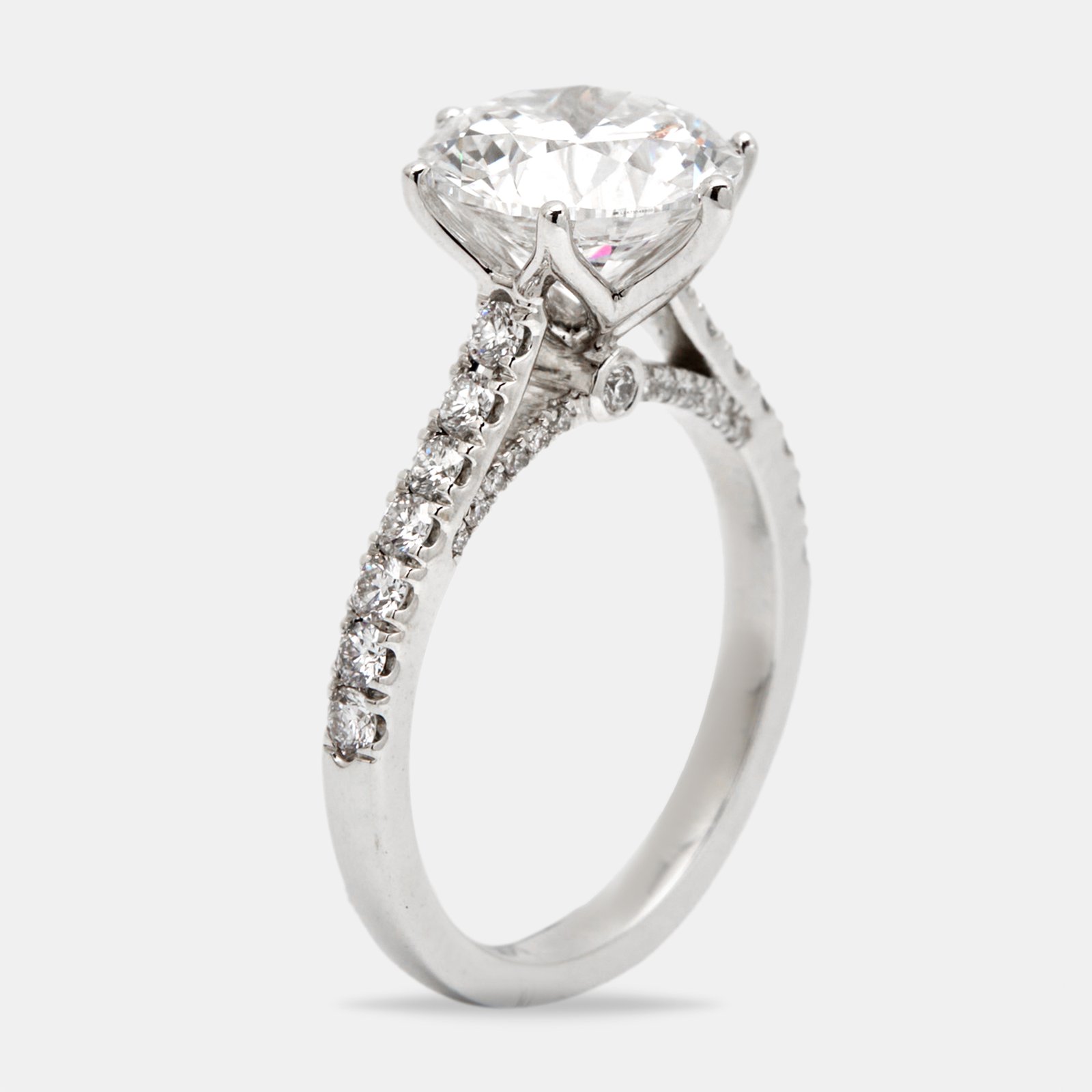 3.65 cts round brilliant lab grown diamond 18k white gold ring size 54