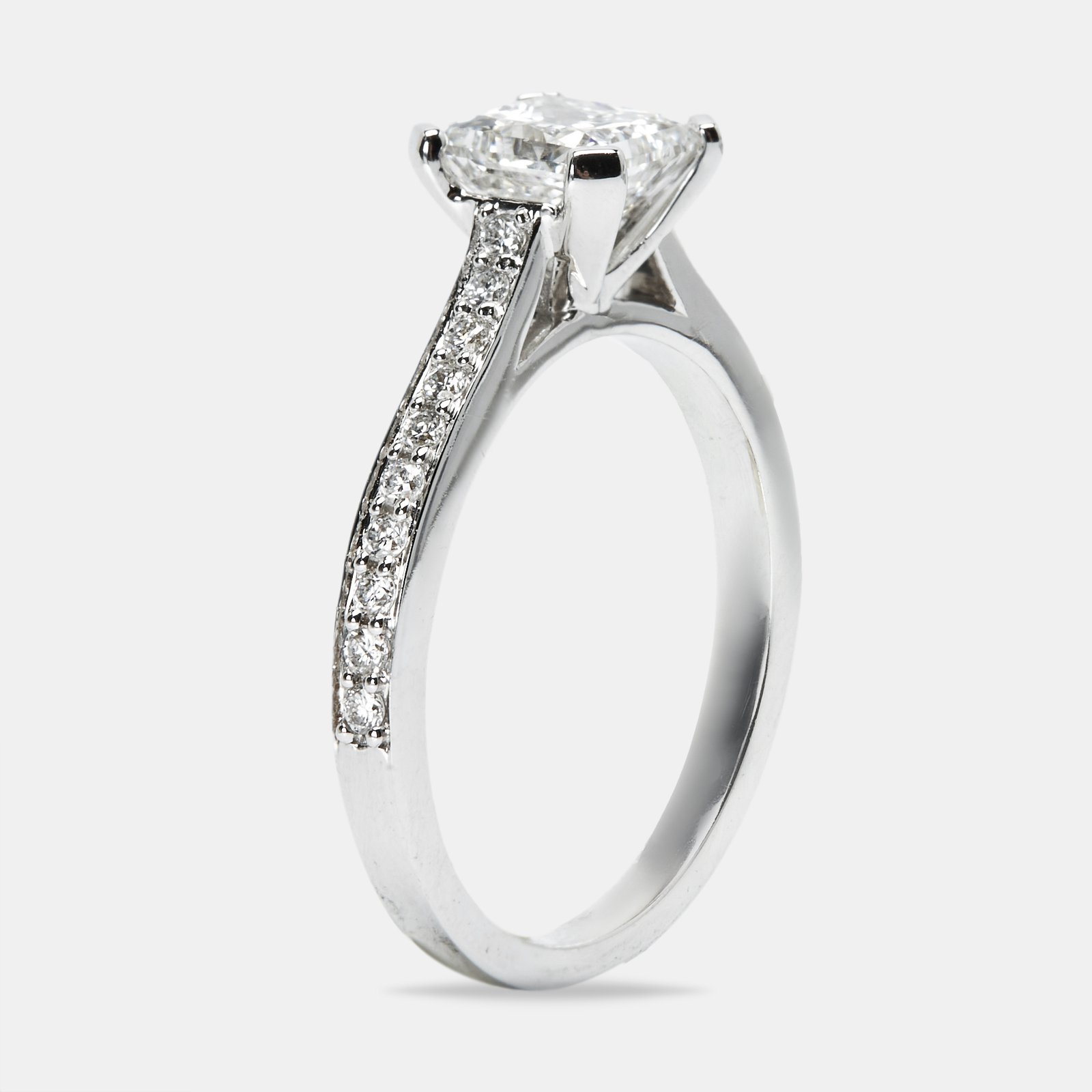 2.40 cts princess and round lab grown diamond 14k white gold ring size 52