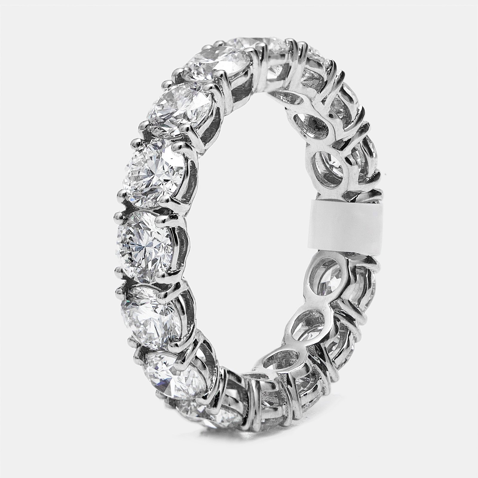 4.4 cts round brilliant lab grown diamonds 18k white gold eternity band ring size 53