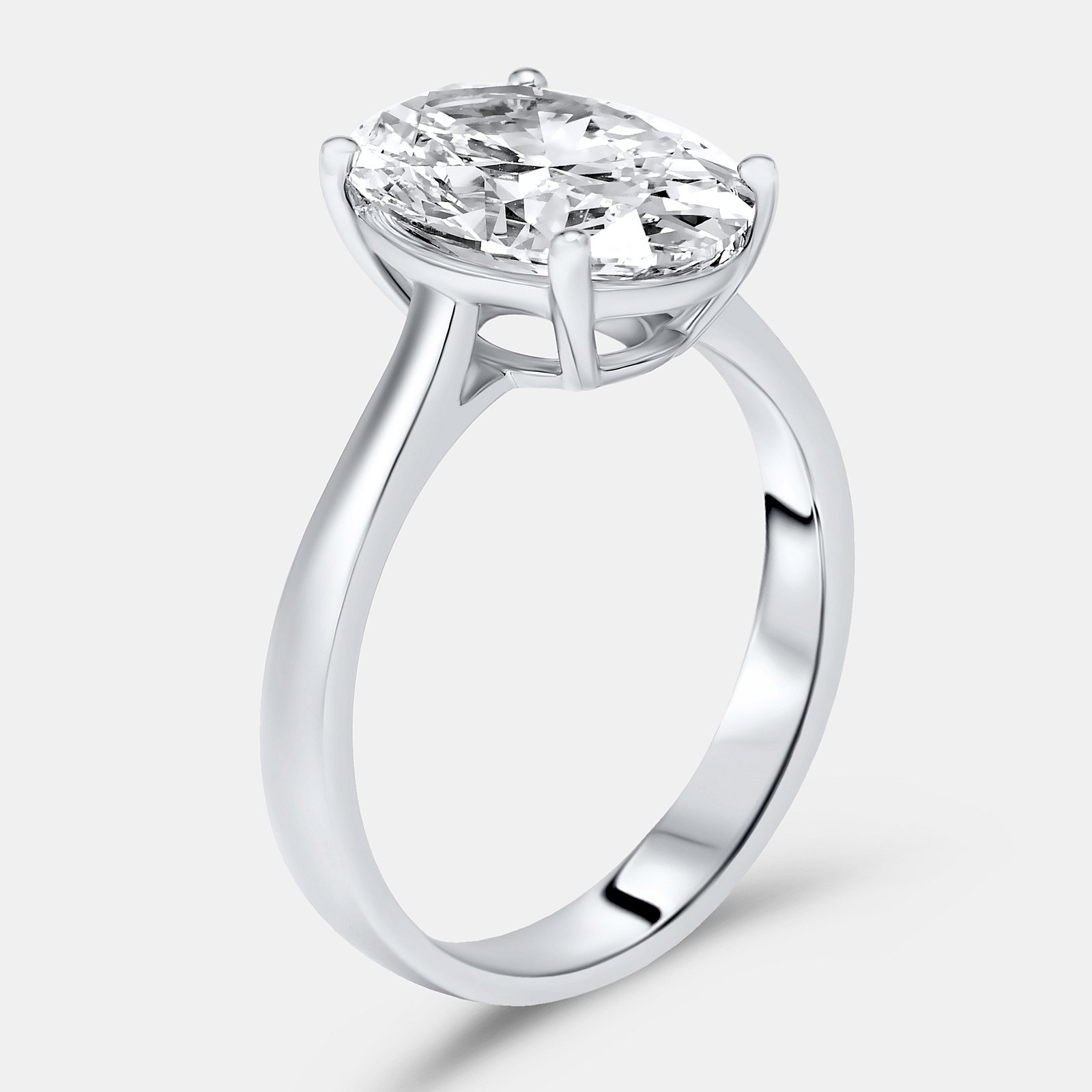 3.00 cts oval brilliant lab grown diamond 18k white gold ring size 52